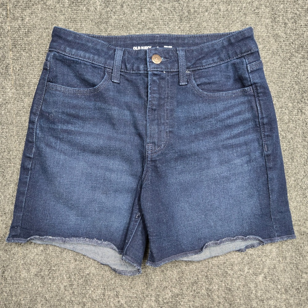 Old Navy High-Rise Wow Dark Wash Raw Hem Denim Jean Shorts Womens Size 2 W28